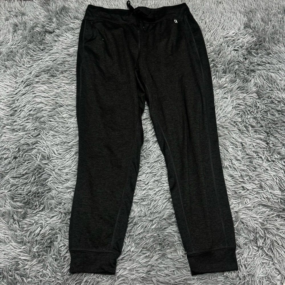 Gap Fit Gray Joggers Size Medium charcoal gray drawstring waist Brushed Jersey